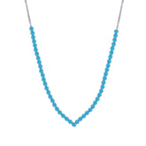 Asfour Crystal Tennis Necklace With Aquamarine Round Zircon Stones In 925 Sterling Silver-ND0398-M